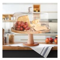 Pedestal de Madera con Cupula de Vidrio 28cm Ideal para Tartas y Pasteles YPapel Regalo