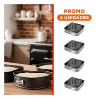 Pack4 Set de Horneado Desmontable Color Plateado con 3 Formas y Medidas Versatiles