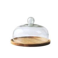 Pedestal de Madera con Cupula de Vidrio 24cm Perfecto para Reposteria YRegalo Sticker