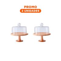 Pack2 Plato de Madera con Cupula de Vidrio 28cm Perfecto para Reposteria YRegalo Sticker
