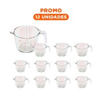 Pack12 Copita Medidora de Vidrio 1L Practica para Medir Mezclas y Liquidos