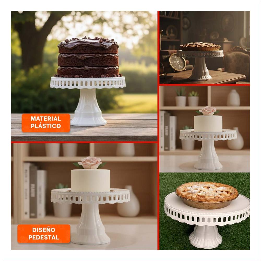 Pedestal Decorativo Porta Torta Blanco 32 cm para Cumpleanos Y Lgas Regalo