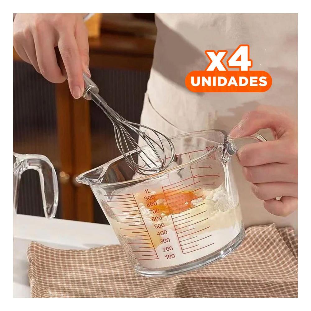 Pack4 Medidor de Vidrio 1L Practico para Medir Ingredientes Liquidos YPapel Regalo