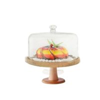Pedestal de Madera con Cupula de Vidrio 28cm Perfecto para Reposteria YRegalo Sticker