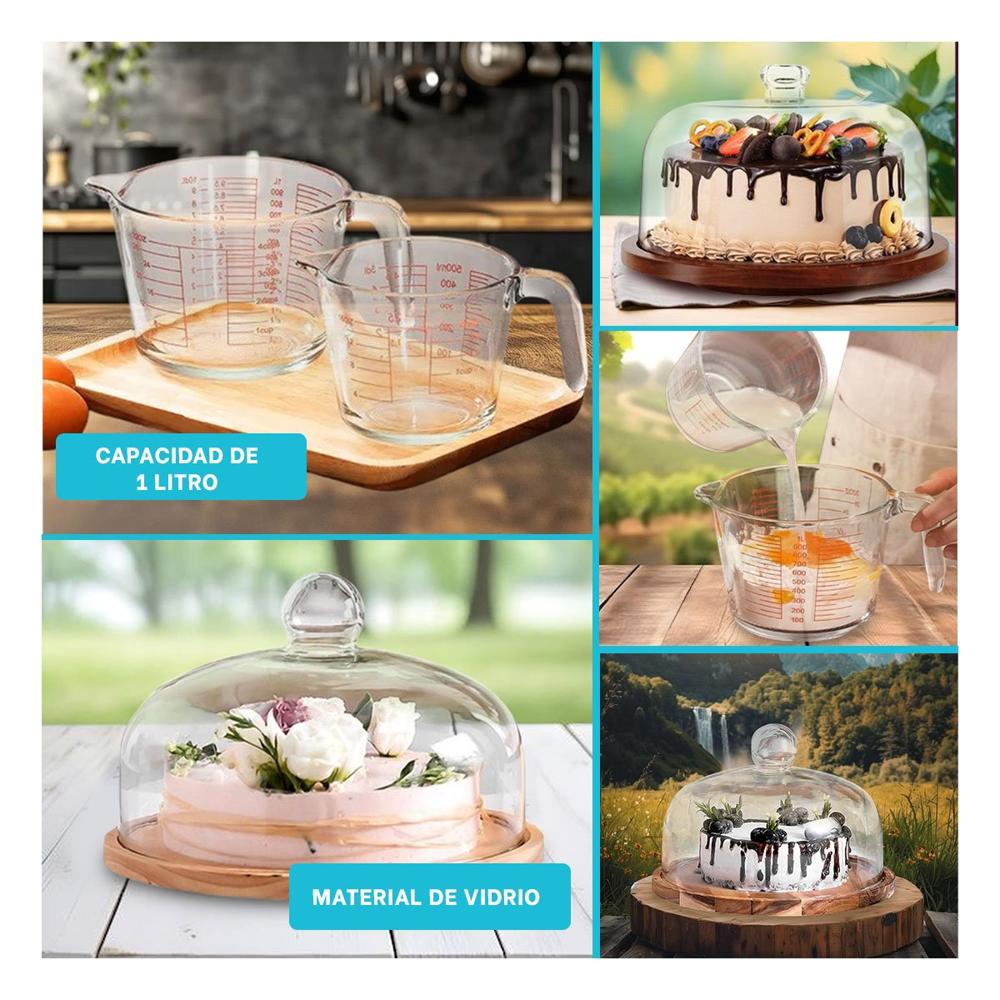 Taza Medidora de Vidrio 1L Transparente Versatil para Cocina YLigas Regalo