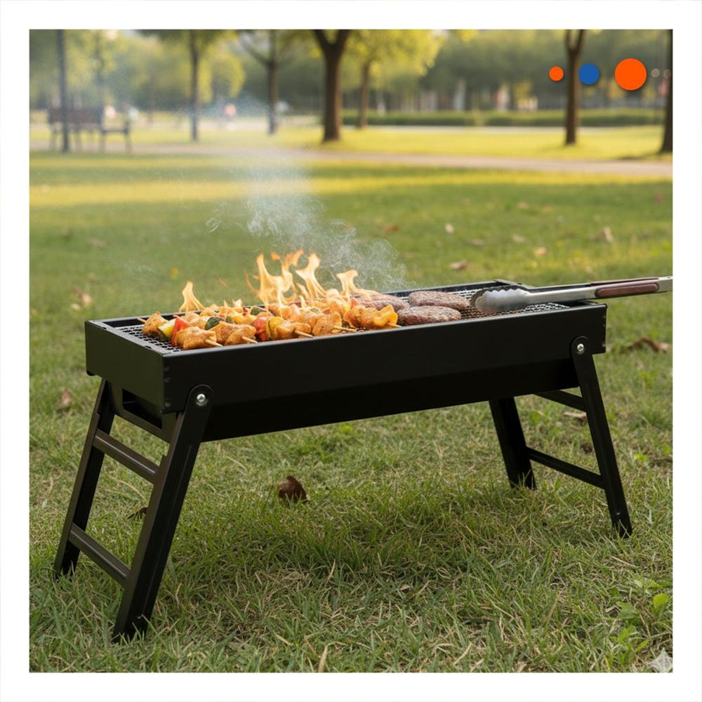 Asador portatil 60x22x31 5 cm en negro para cocina y terraza moderna Y Papel Regalo