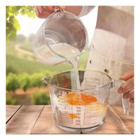 Taza Medidora de Vidrio 1L Transparente Practica para Medir Liquidos y Mezclas Y notas