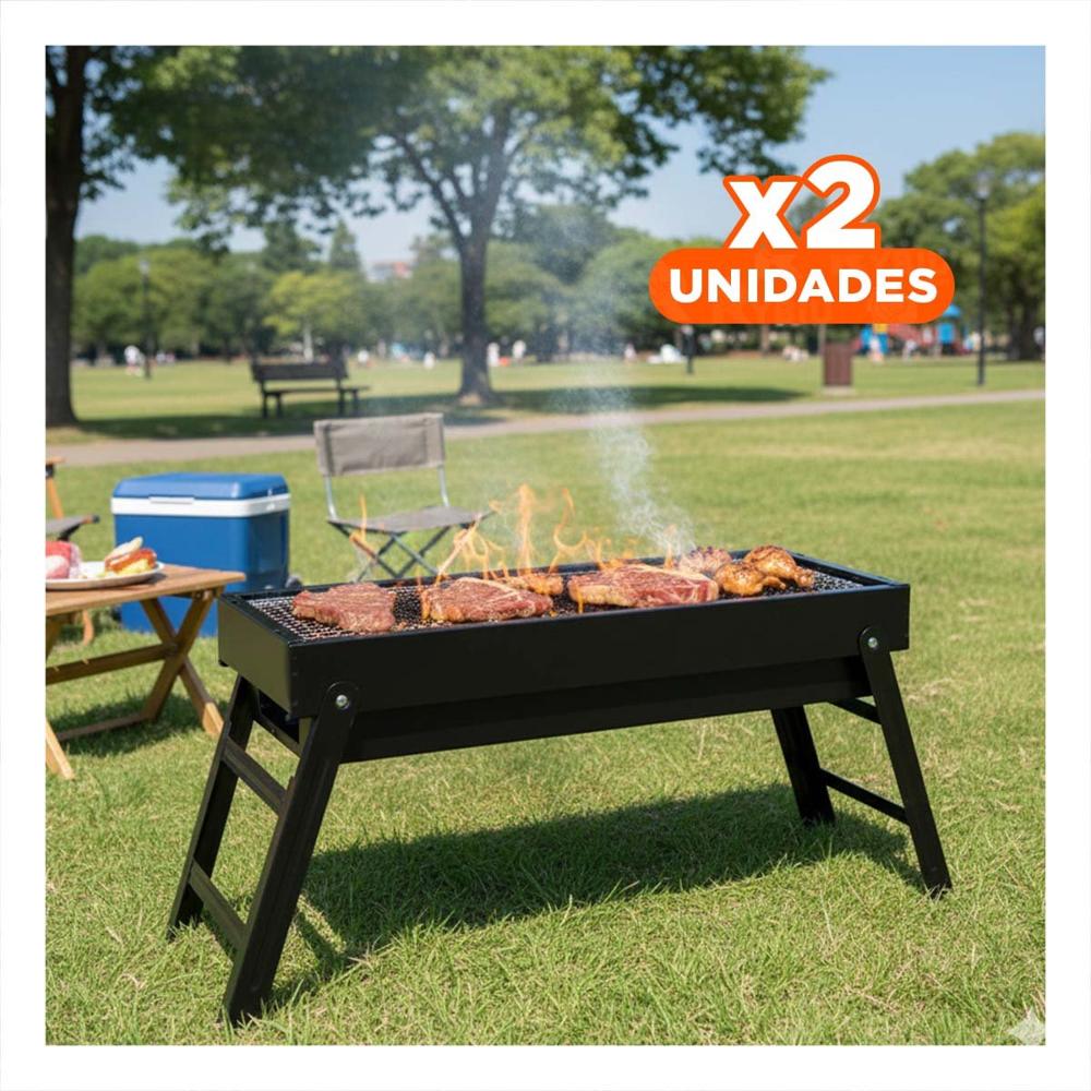 Pack2 Barbacoa portatil 60x22x31 5 cm en negro compacto para terraza y patio Y Papel Regalo