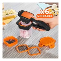 Pack6 Equipo Picador de Frutas y Verduras Negro y Naranja Preparacion Alimentos