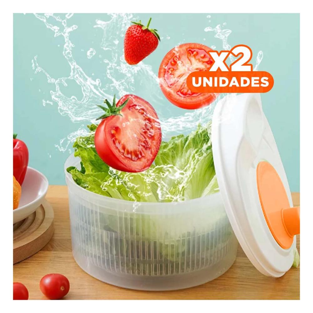 Pack2 Centrifugador con Tazon Interno para Secado Rapido Blanco con Naranja DAY Y Papel Regalo