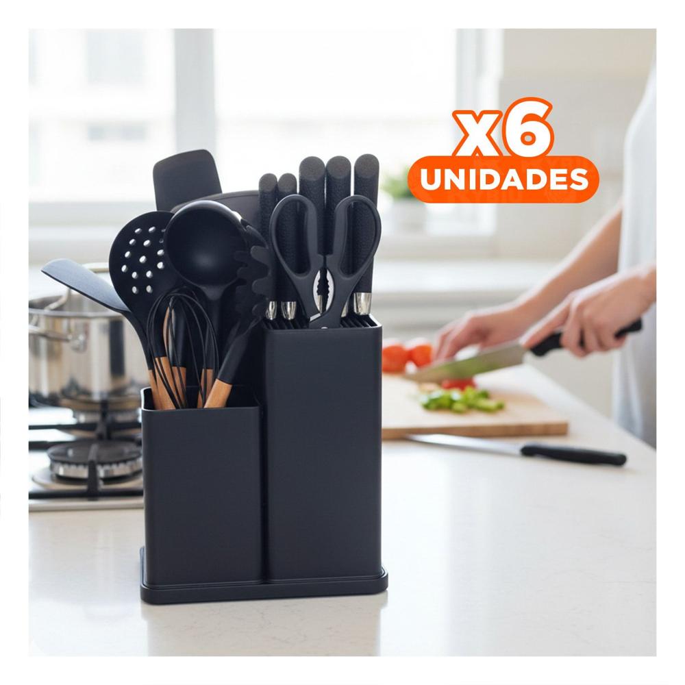 Pack6 Equipo Acero Inoxidable 18 Piezas para Cocina Profesional Negro YPapel Regalo