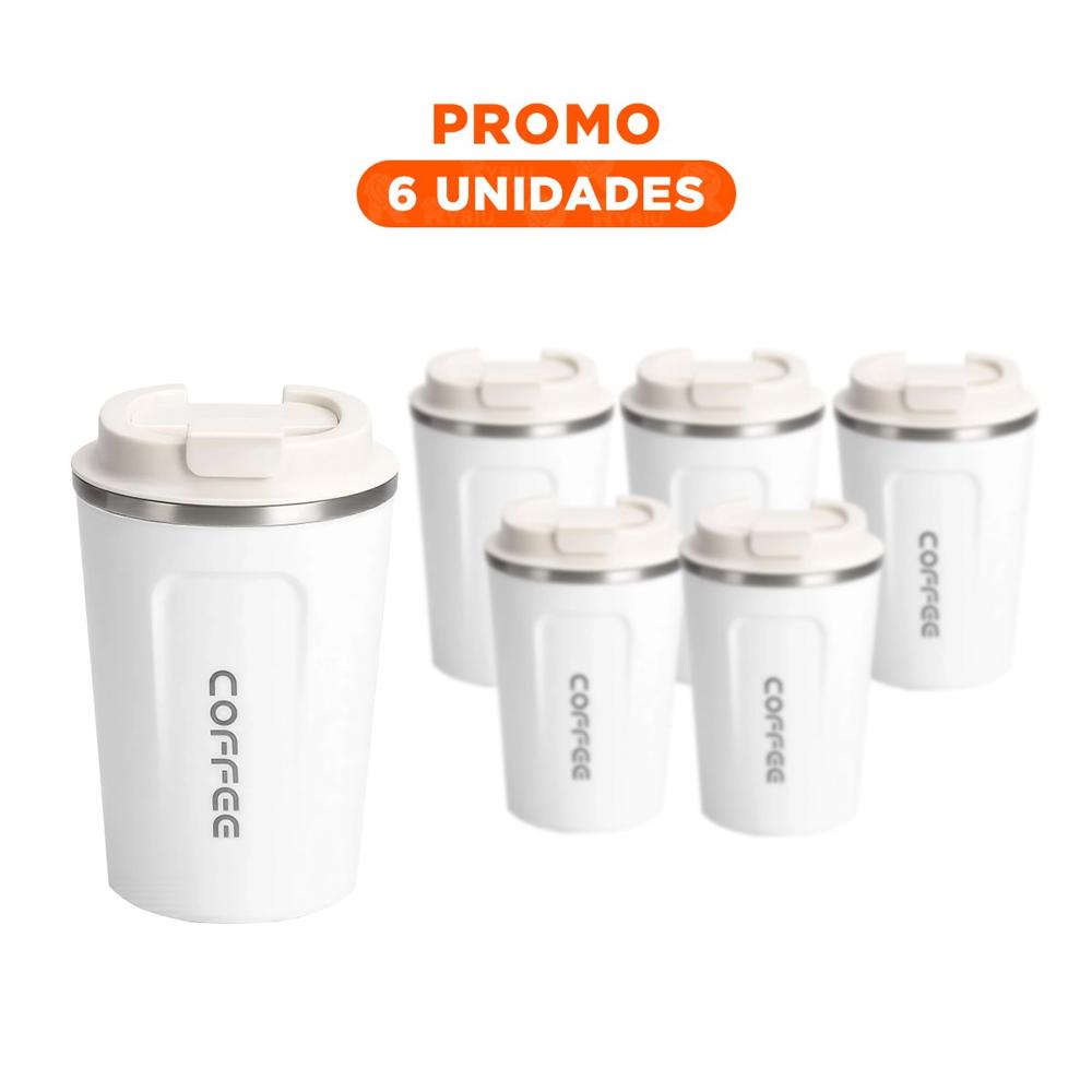 Pack6 Taza con Display Digital 510ml Blanco para Rutina Diaria YRegalo Sticker