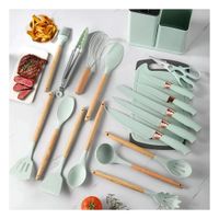 Set Cocina Profesional en Verde con 18 Piezas de Acero Inoxidable y Tabla