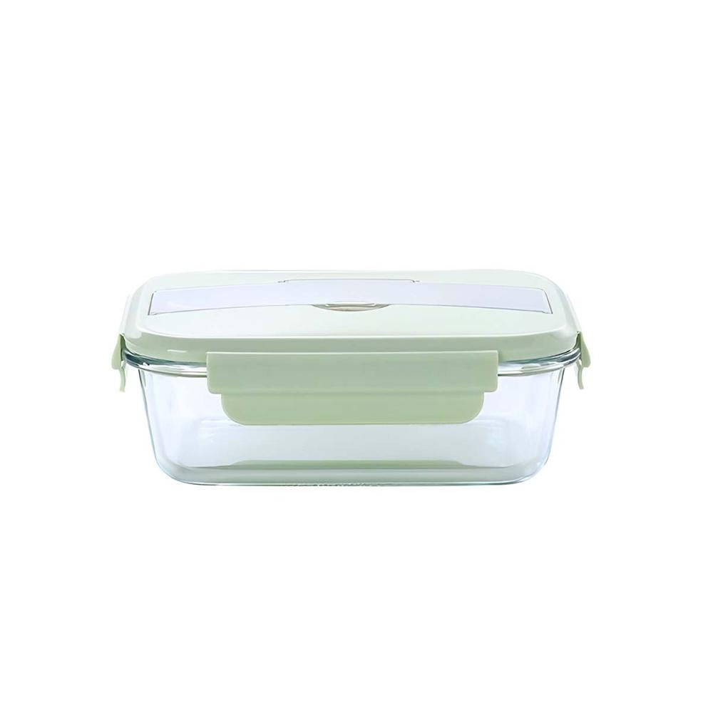 Taper Practico de Vidrio con Cubiertos Integrados y Tapa Verde Y Regalo Sticker