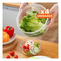 Pack4 Centrifugador Funcional para Verduras Frescas Blanco con Verde DAY Y Papel Regalo