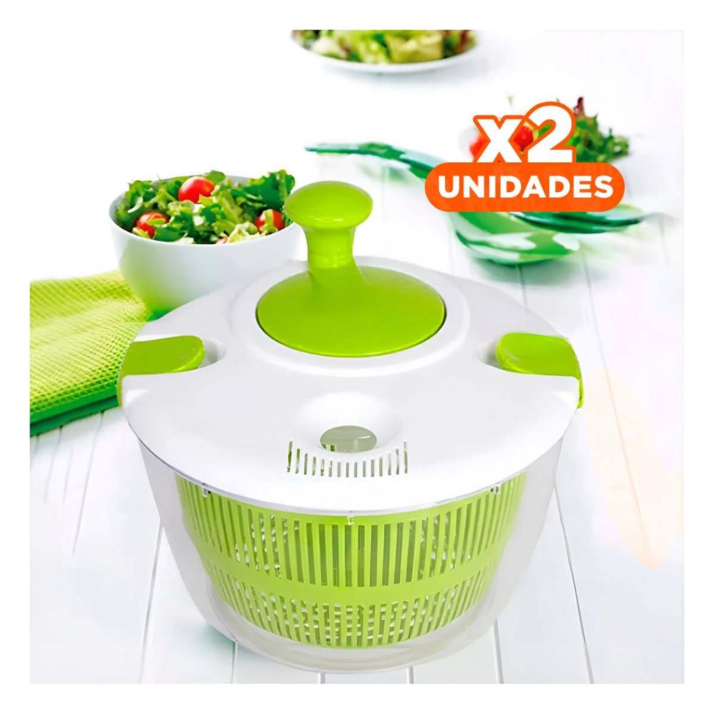 Pack2 Centrifugador Manual de Cocina para Verduras y Frutas Verde