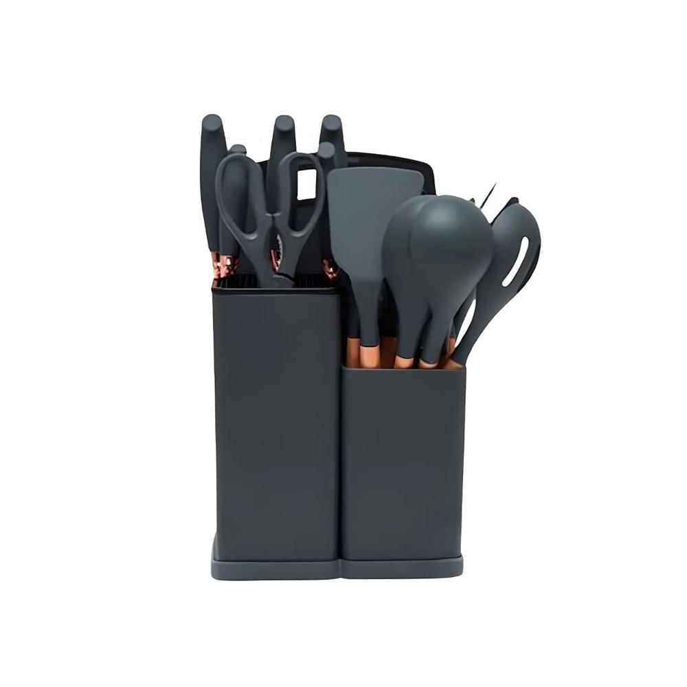 Set Negro para Cocina Profesional Compuesto por 18 Piezas Inoxidable YRegalo Sticker