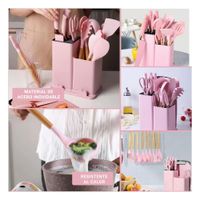 Set Cocina con Tabla incluida 18 Piezas en Acero Inoxidable Rosado YLigas Regalo