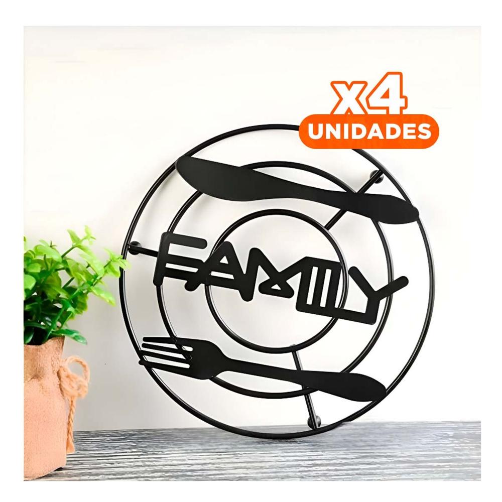 Pack4 Base Ollas Fabricada en Metal Negro para Uso Continuo en Hogar YPapel Regalo