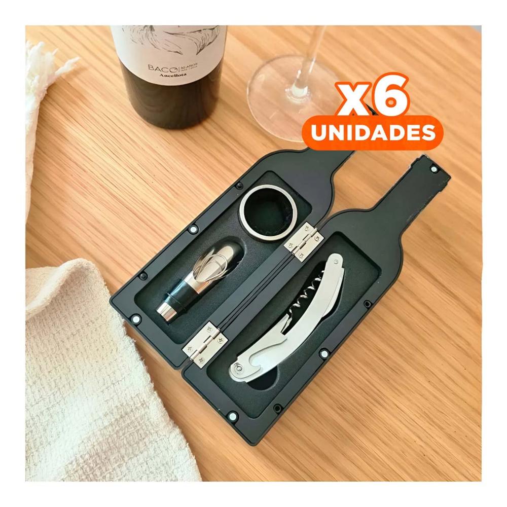 Pack6 Set Saca Corcho Pequeno 4 Piezas Negro Decorativo para Mesa y Comedor Y Papel Regalo
