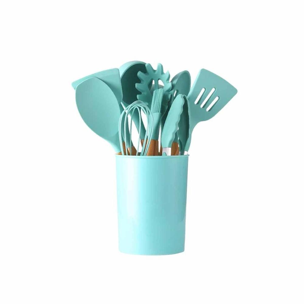 Set de Cocina Color Verde con 12 Piezas en Silicona para Uso Diario YRegalo Sticker