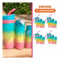 Pack4 Set Trio Tricolor Verde Amarillo Rosado Con Sticker 2D Practico Antiadherente