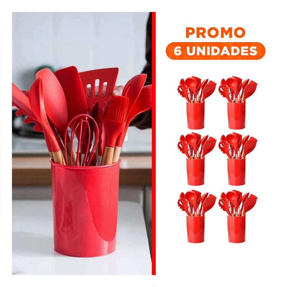 Pack6 Kit Completo Color Rojo con 12 Piezas Fabricadas en Silicona YRegalo Sticker
