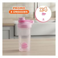 Pack4 Botella Tomatodo Shaker 500ml Rosado Portátil para Licuados y Batidos YRegalo Sticker