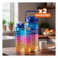 Pack2 Envase Trio Transparente Azul Fucsia y Amarillo Mantiene Bebidas Frias