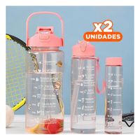 Pack2 Envase Trio Transparente Rosado Mantiene Bebidas Frias y Calientes