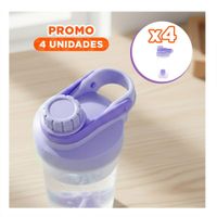Pack4 Botella Tomatodo Shaker 500ml Lila Portátil para Licuados y Batidos YRegalo Sticker