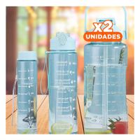 Pack2 Envase Trio Transparente Azul Claro con Tapa Hermetica Diseño Oficina YPapel Regalo