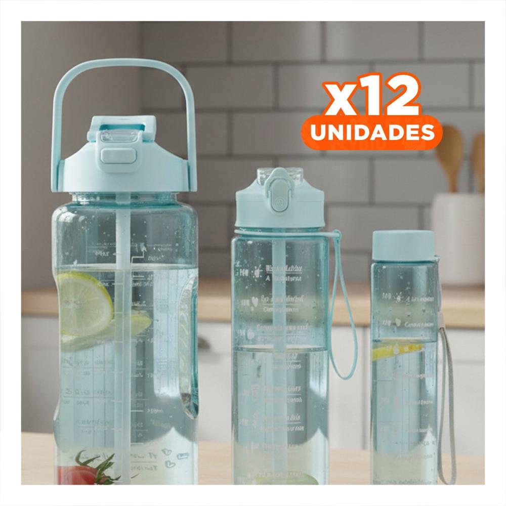 Pack12 Recipiente Trio Transparente Celeste Claro Mantiene Bebidas Frias YPapel Regalo