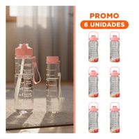 Pack6 Contenedor Trio Transparente Rosado Ligero y Comodo para Bebidas YRegalo Sticker