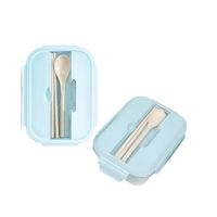 Taper con Cubiertos Integrados para Comidas Fuera de Casa Celeste YRegalo Sticker