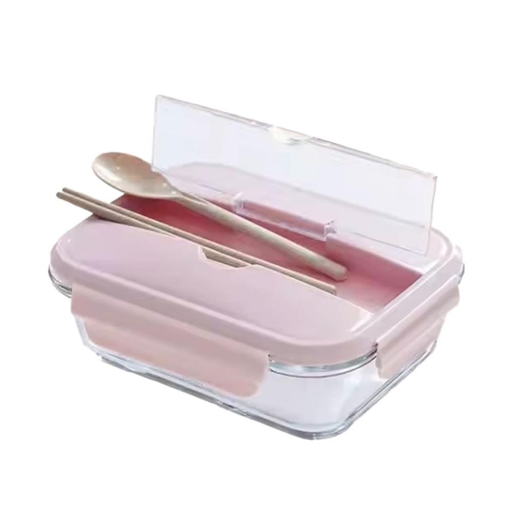 Taper con Cubiertos Integrados para Comidas Fuera de Casa Rosado YRegalo Sticker