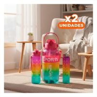 Pack2 Envase Trio Transparente Fucsia Amarillo y Verde Mantiene Bebidas