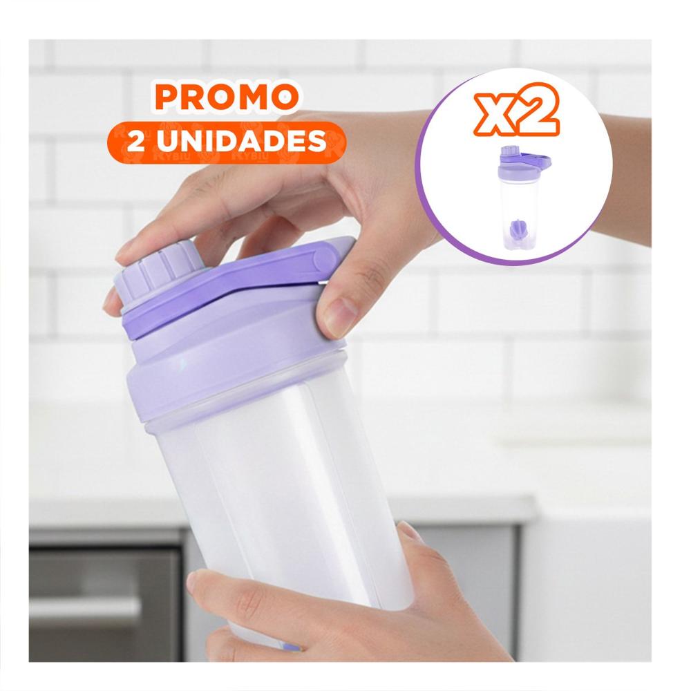 Pack2 Botella Tomatodo Shaker 500ml Lila para Gym y Hidratación Diario