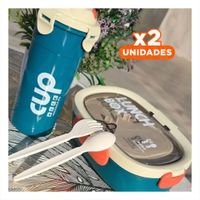 Pack2 Envase 850ml con Cubiertos Crema y Azul Marino Mantener Comida