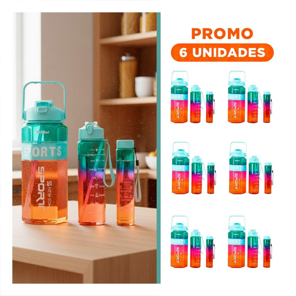 Pack6 Contenedor Trio Transparente Celeste Fucsia y Amarillo Ligero y Comodo YRegalo Sticker