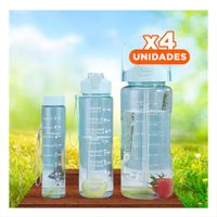 Pack4 Contenedor Trio Transparente Celeste Claro Mantiene Bebidas Frias YRegalo Sticker