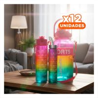 Pack12 Recipiente Trio Transparente Fucsia Amarillo y Verde con Tapa Hermetica YRegalo Sticker