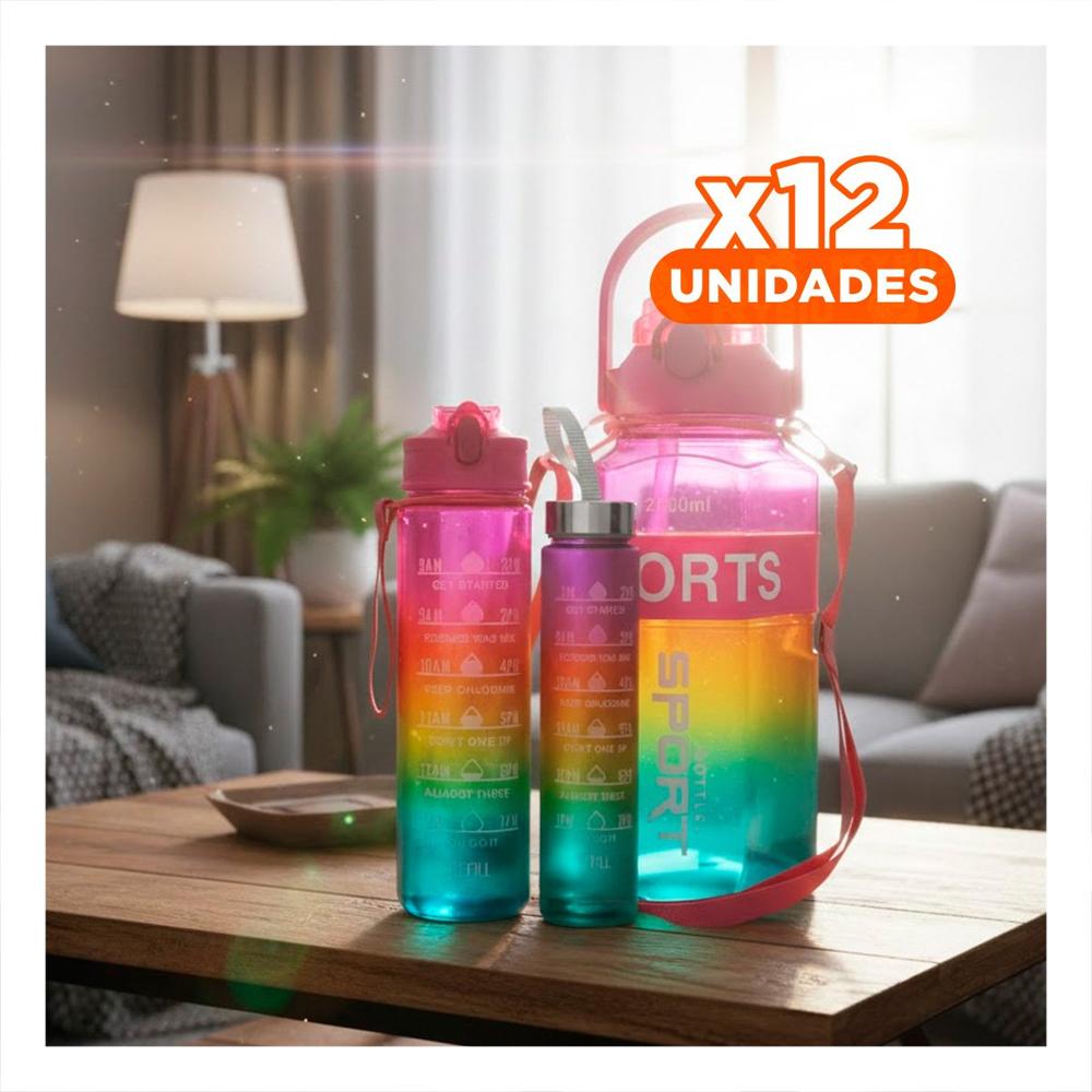 Pack12 Recipiente Trio Transparente Fucsia Amarillo y Verde con Tapa Hermetica YRegalo Sticker