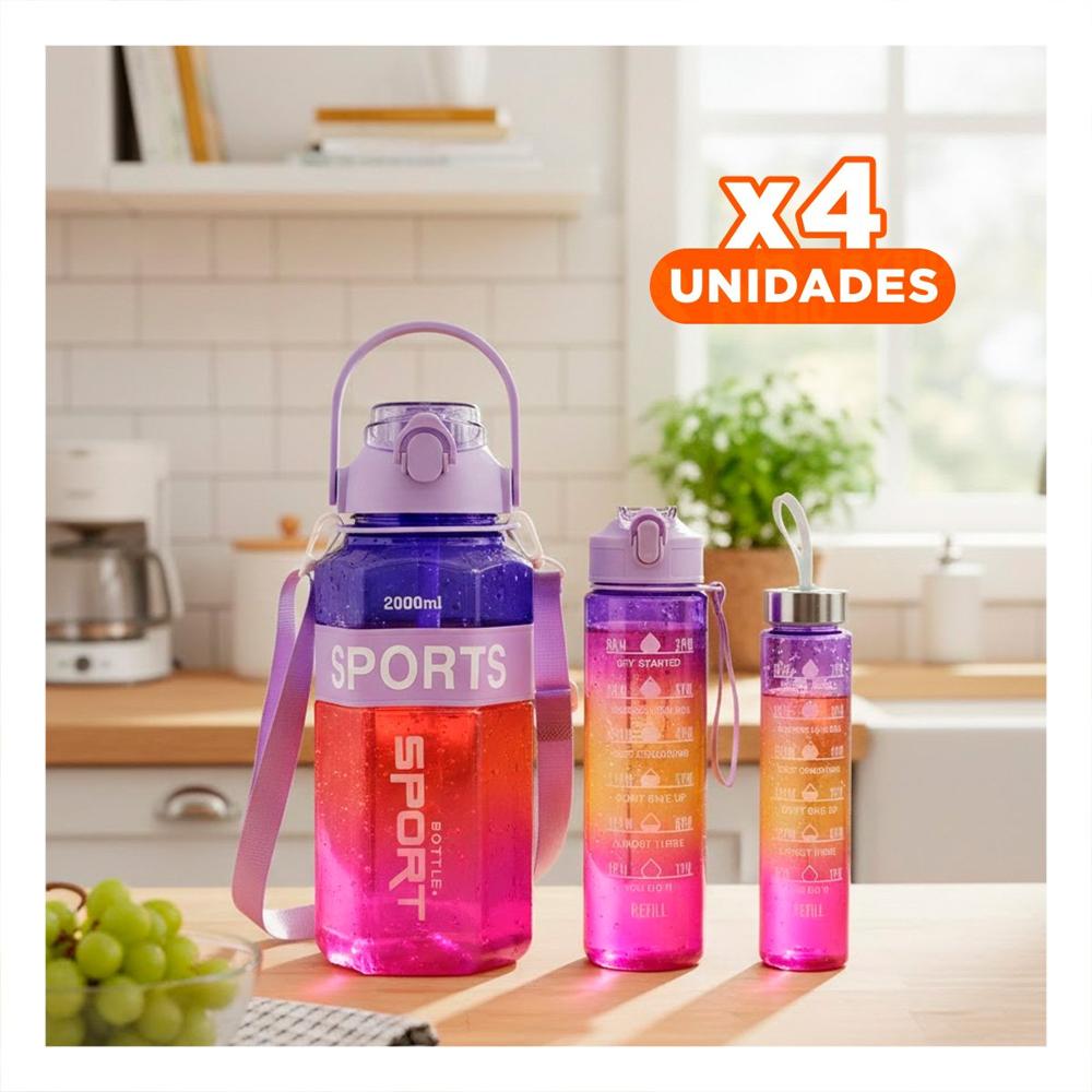 Pack4 Envase Trio Transparente Morado Rojo y Fucsia Doble Pared Conserva YPapel Regalo