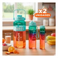 Pack2 Envase Trio Transparente Celeste Fucsia y Amarillo Mantiene Bebidas