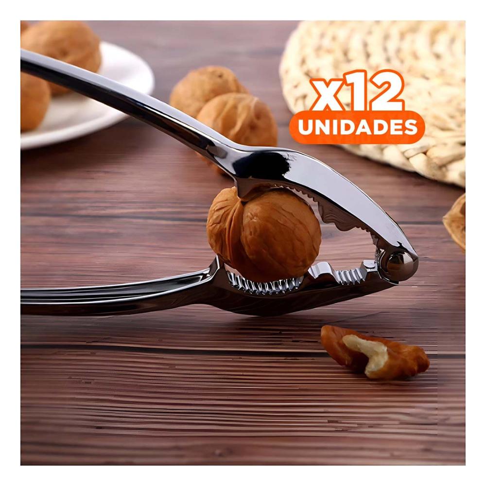 Pack12 Rompenueces Metalico Plateado Tipo Pinza para Cocina YPapel Regalo