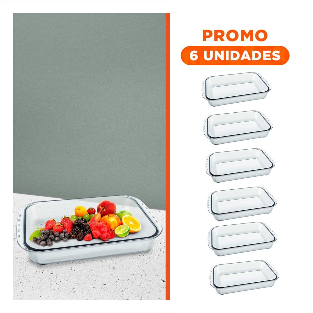 Pack6 Soporte rectangular de vidrio 40x24x72 cm transparente para servir Y Regalo Sticker