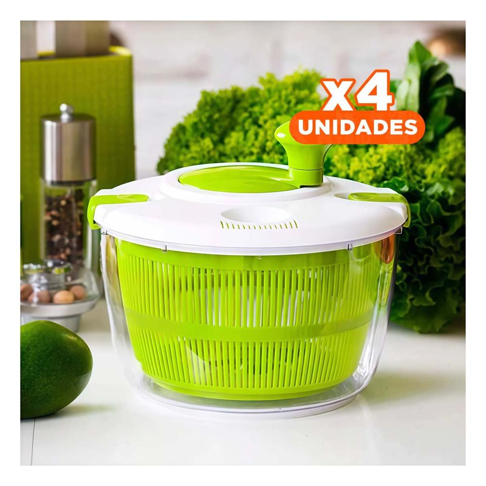 Pack4 Centrifugador Funcional para Verduras Frescas Verde Y Papel Regalo