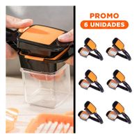 Pack6 Equipo Picador de Frutas y Verduras Negro y Naranja Uso Diario Cortes Y Regalo Sticker