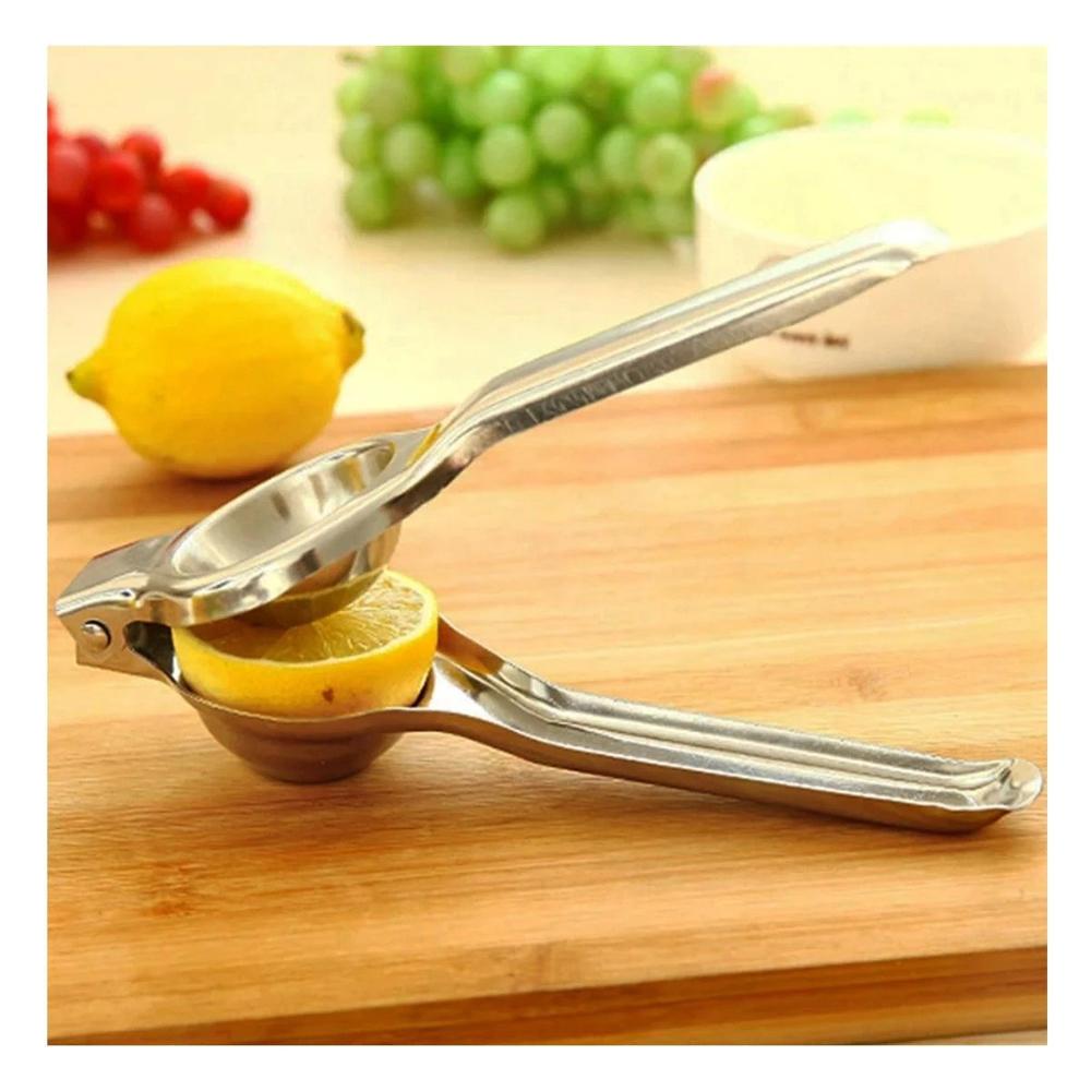 Exprimidor de Limon 21 cm x 6 cm en Metal en Color Plateado para Cocina Moderna